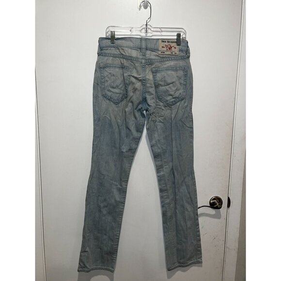 True Religion Ricky Blue Light Wash Slim Fit Straight Leg Men's Jeans Plus Size - Picture 3 of 11